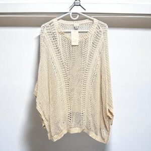 A New Day Cream Open-Knit Poncho - NWT